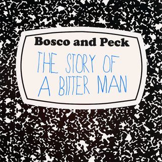 Black and white composition book with "The Story of a Bitter Man" written in pen on the front